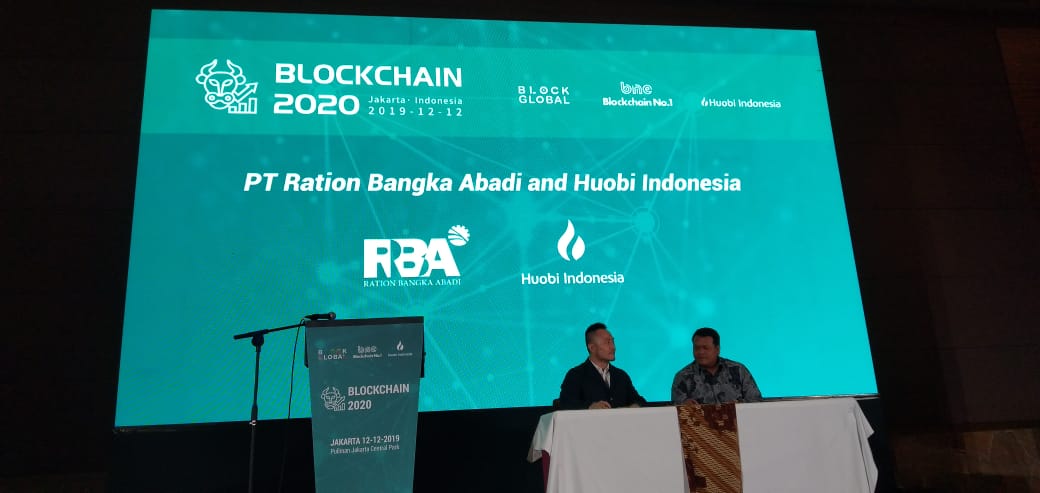 Penandatanganan MoU dilakukan Direktur Utama PT Ration Bangka Abadi Vindyarto Purba dan Co-Founder Huobi Indonesia Alex Wan.
