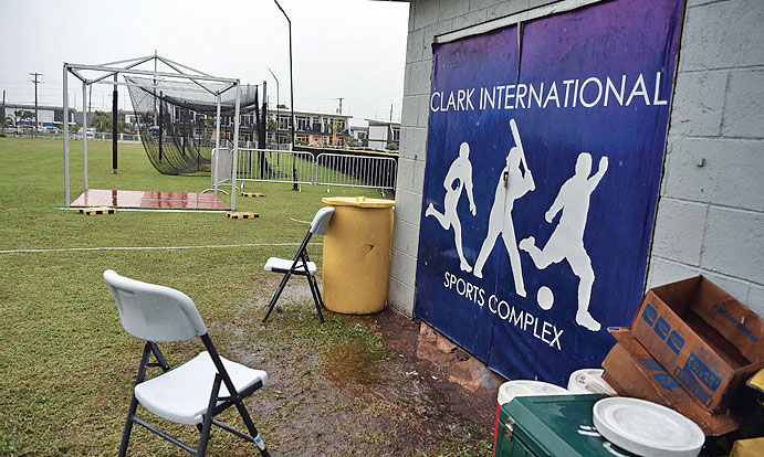 Lapangan bisbol di kompeks olahraga Clark, Filipina, setelah badai Kammuri, Selasa (3/12).