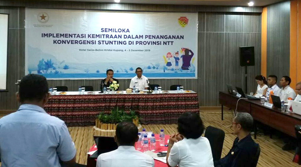 Semiloka Stunting--Semiloka Impelementasi Kemitraan Dalam Penanganan Konvergensi Stunting di Kupang, NTT, Rabu (4/12/2019).