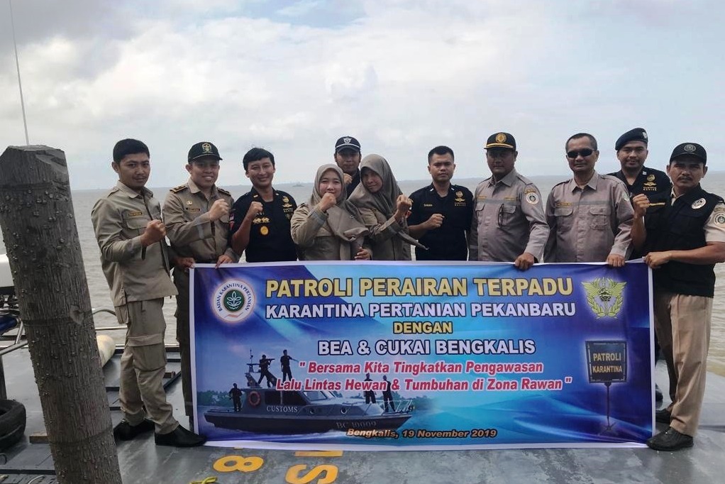 Bea Cukai Bengkalis dan Karantina Pertanian Pekanbaru Gelar Patroli Perairan Terpadu.