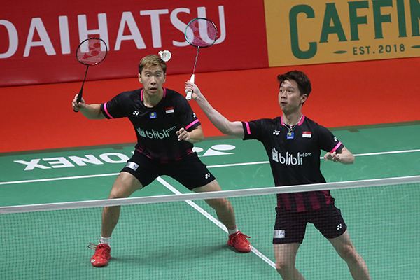 Pasangan bulu tangkis ganda putra Indonesia Kevin/Marcus