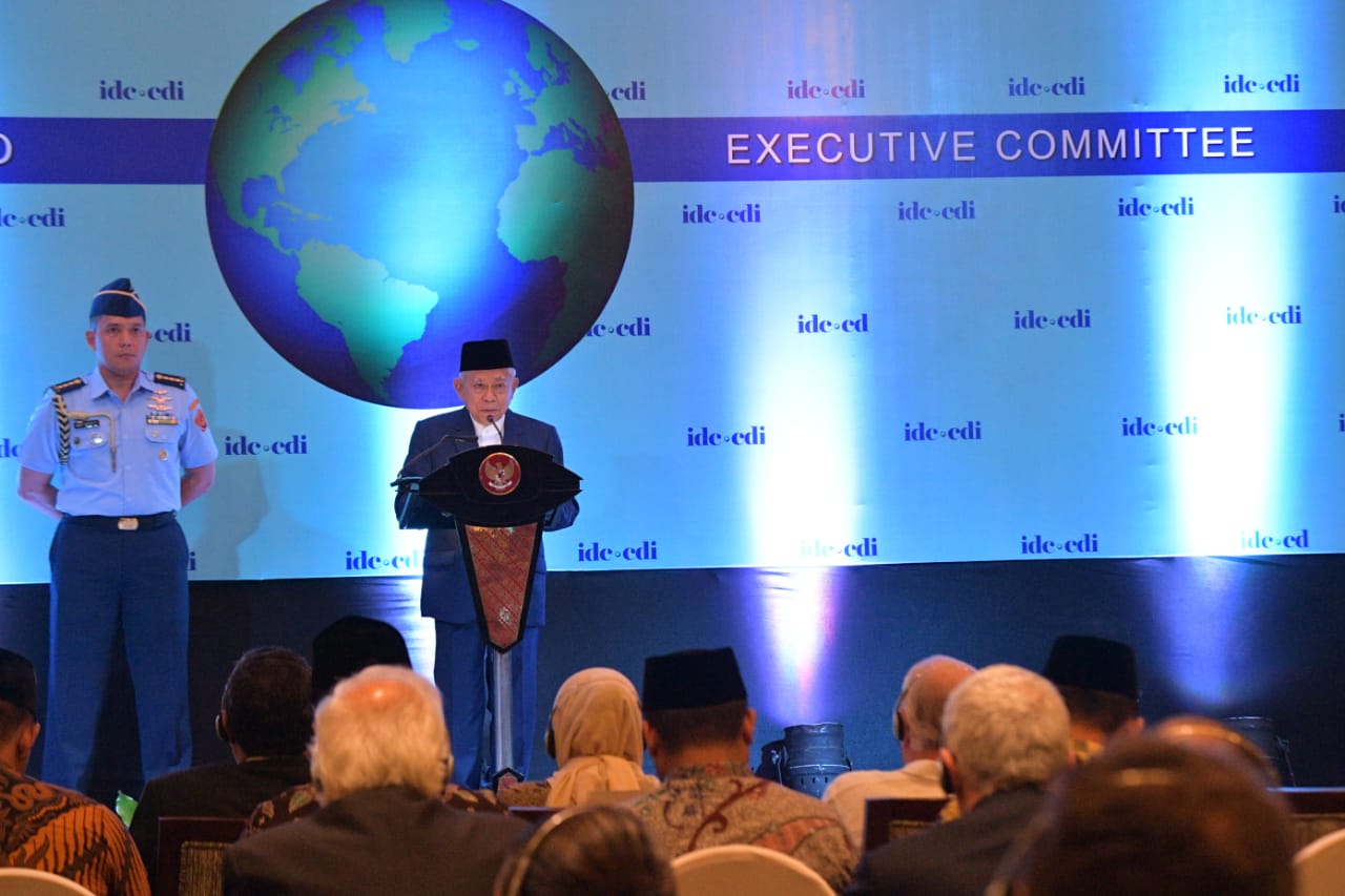 Wakil Presiden (Wapres) Ma'ruf Amin dalam Forum Eurasia Centrist Democrat International (CDI) 2020 yang diselenggarakan di Yogyakarta