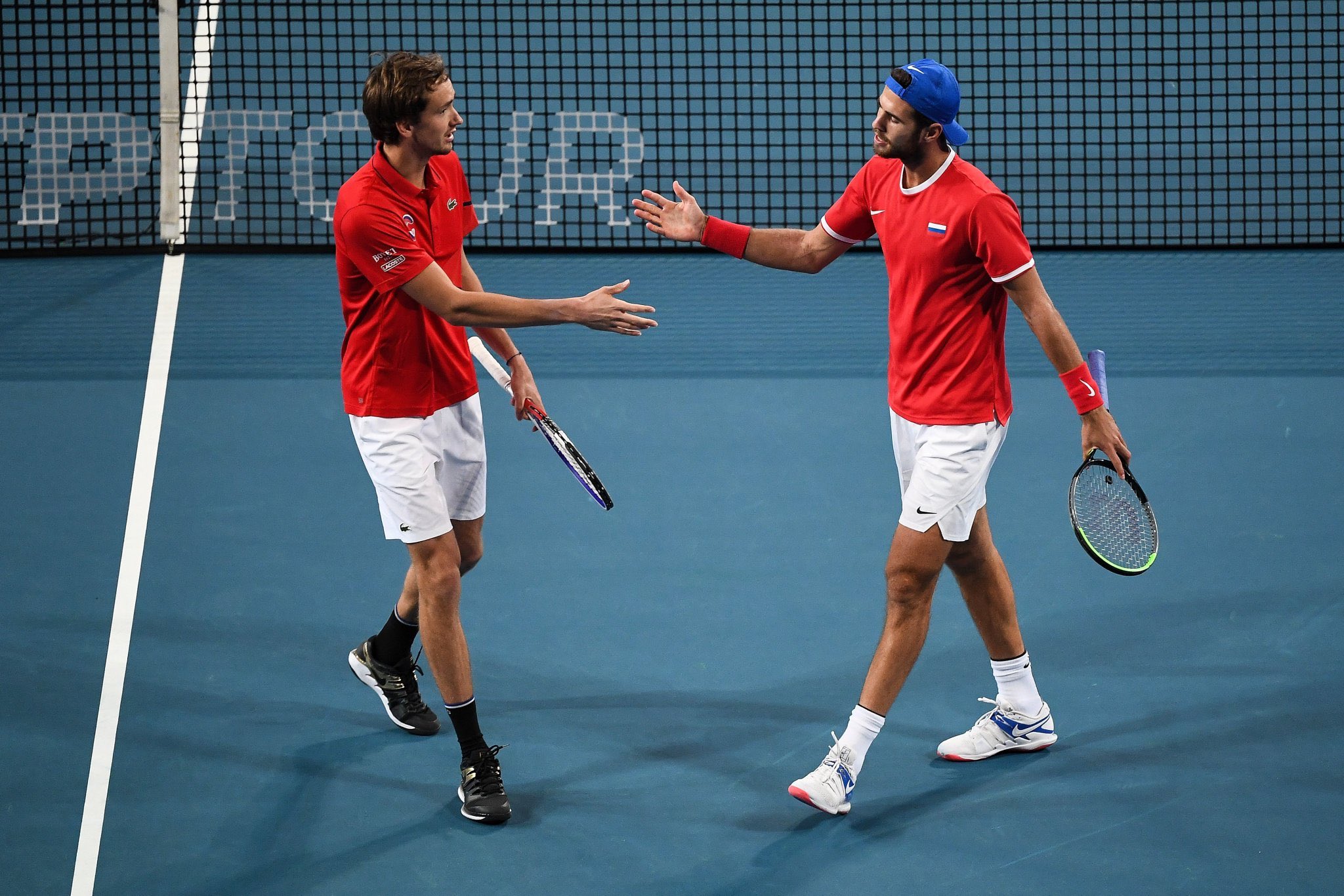 Duet pemain Rusia Daniil Medvedev dan Karen Kachanov 