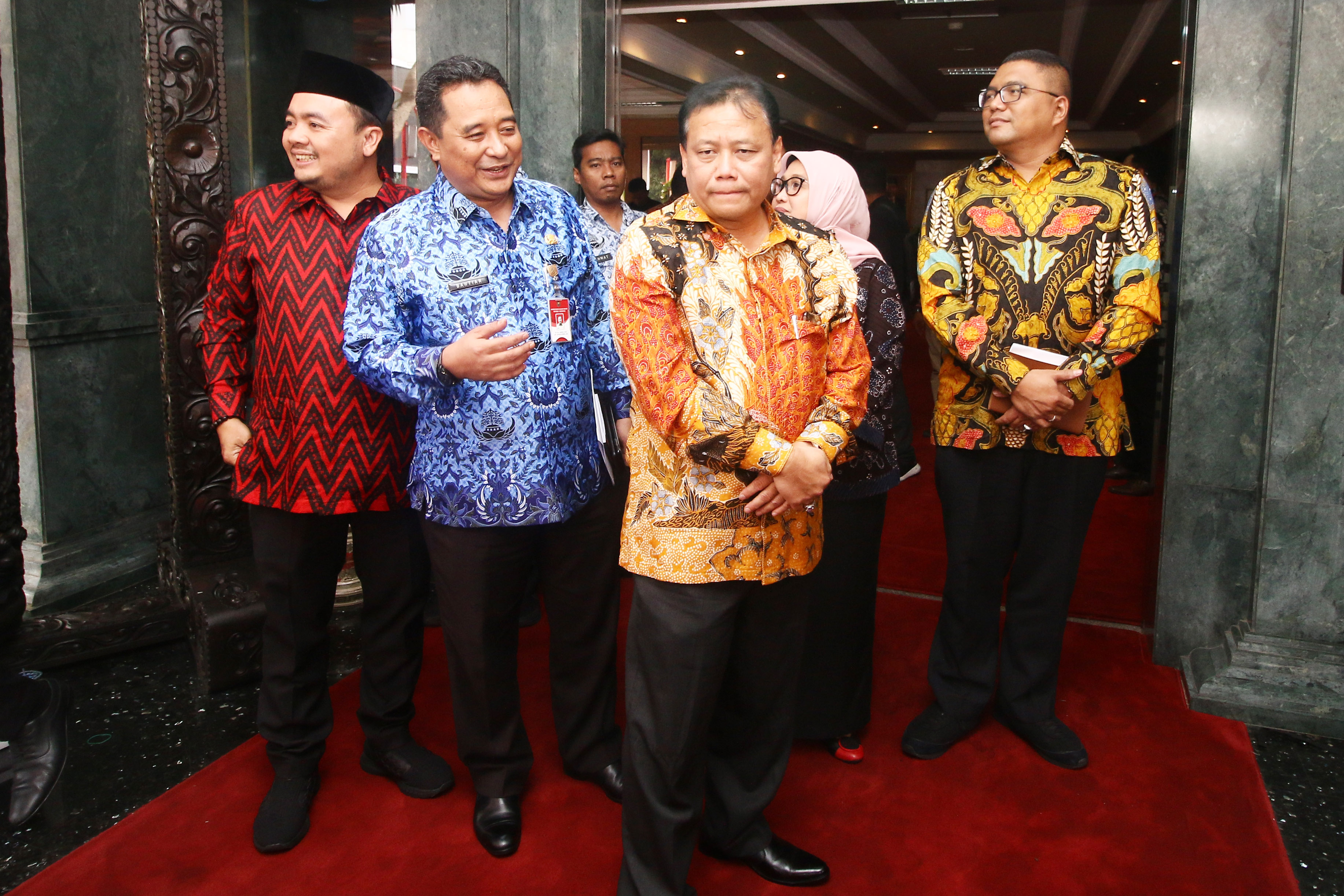 Ketua Bawaslu, Abhan, didampingi Kapuspen Kemendagri, Bahtiar, mengunjungi Gedung Kemendagri untuk membahas pilkada serentak, Jum'at (17/1).