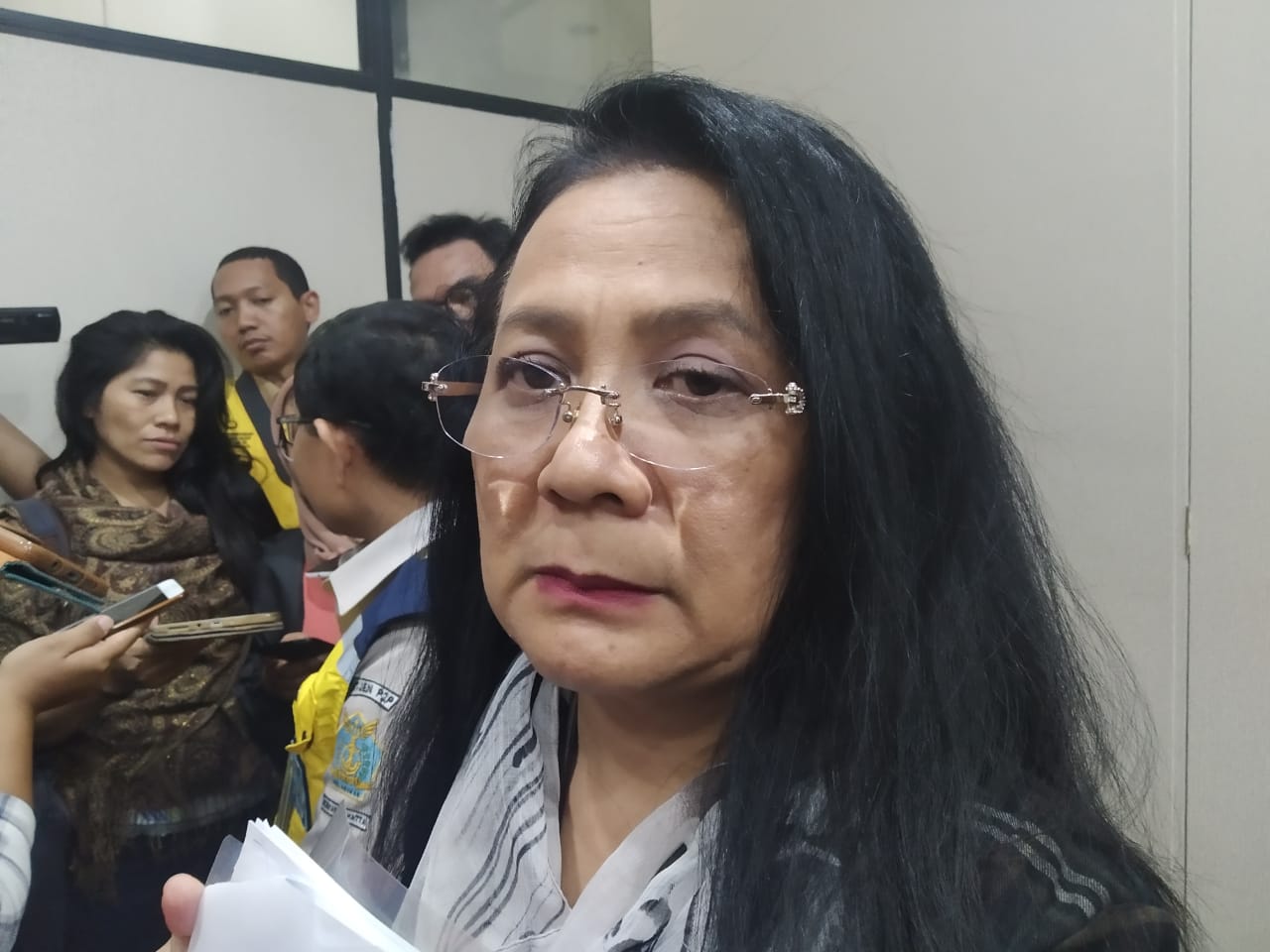 Direktur Surveilans dan Karantina Kesehatan Kementerian Kesehatan, Vensya Sitohang, menjumpai wartawan di Gedung Kementerian Kesehatan.