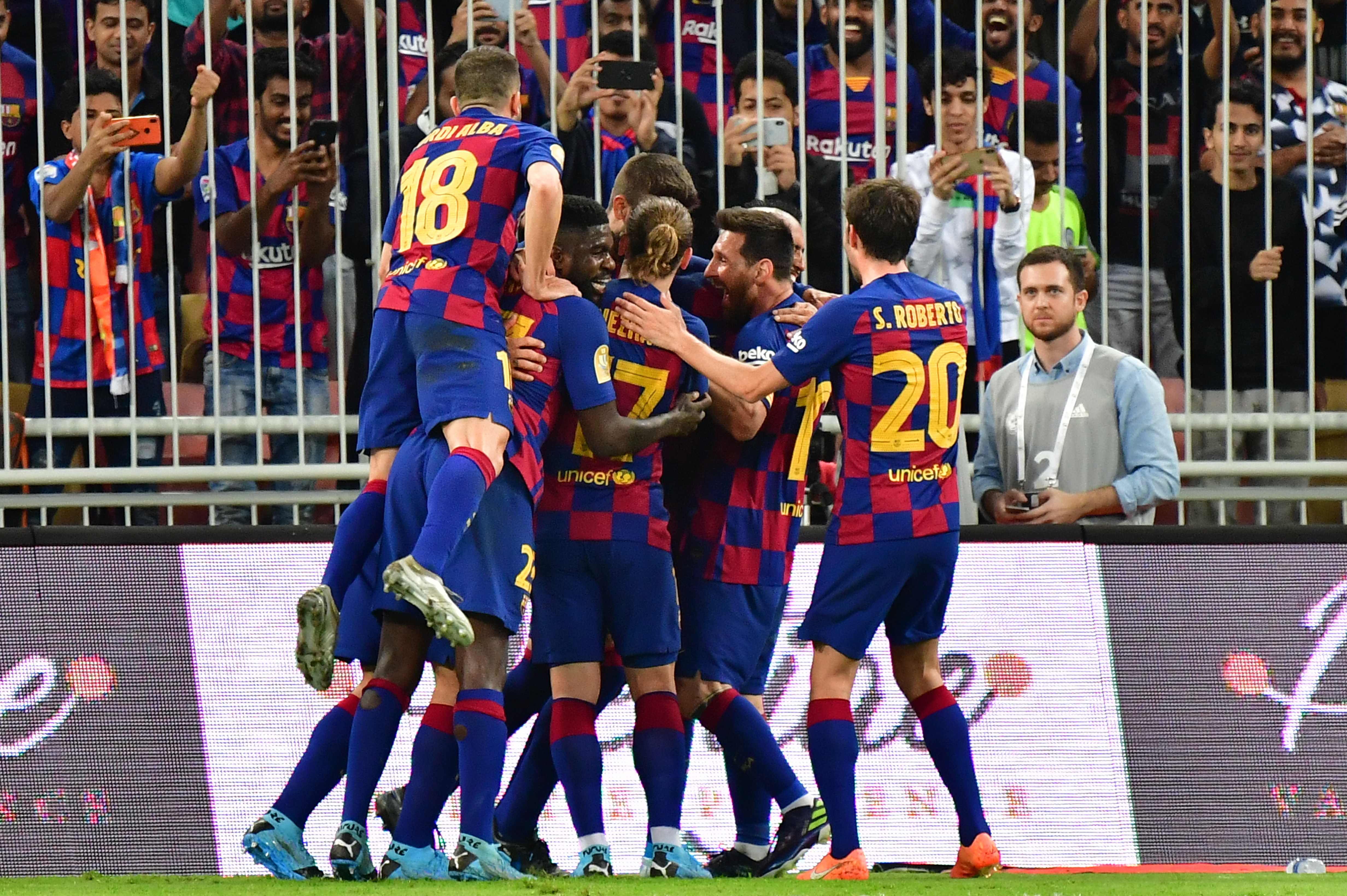 Selebrasi para pemain Barcelona