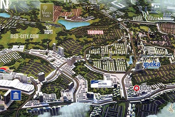Cluster Tabebuya berlokasi tepat di seberang kawasan Vanya Park, akses jalan besar di boulevard baru BSD City.