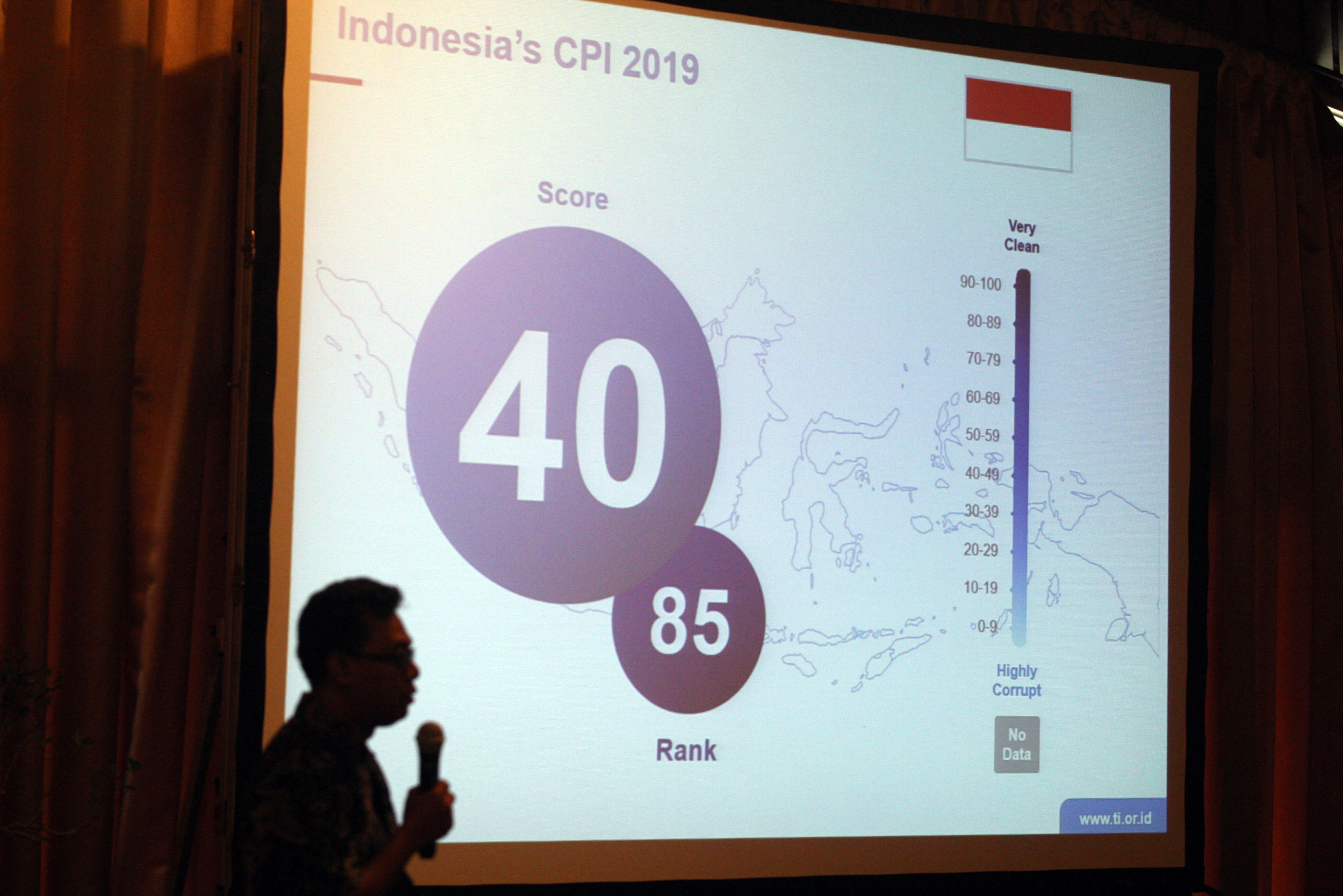 Manajer Riset Transparency International Indonesia (TII) Wawan Suyatmiko memaparkan hasil riset TII,