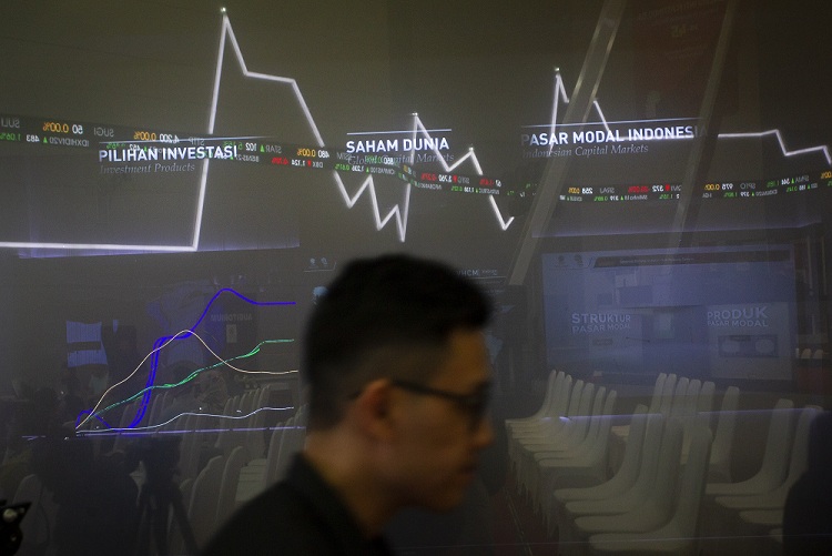 Ilustrasi layar pergerakan saham di Bursa Efek Indonesia (BEI) Jakarta.