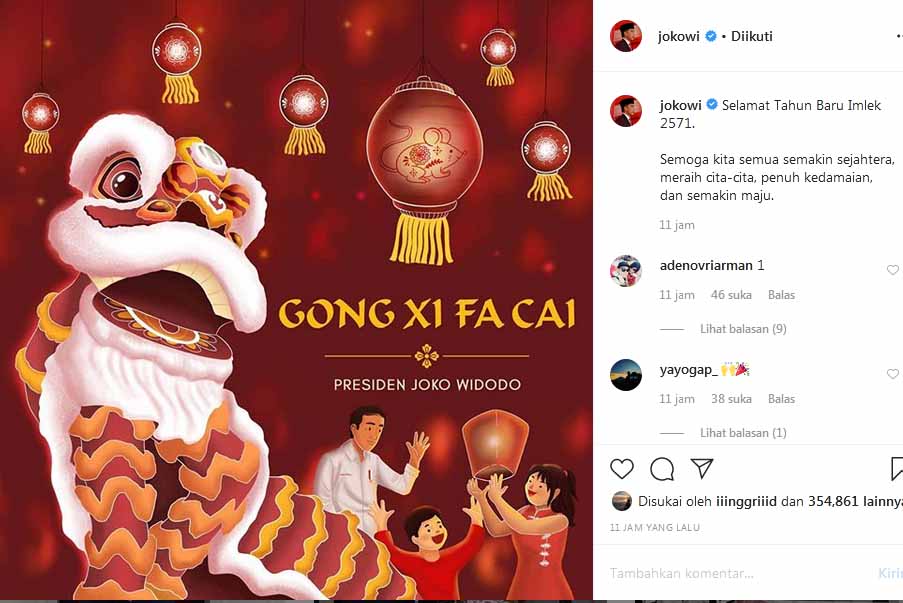 Ucapan selamat Imlek dari Presiden Jokowi