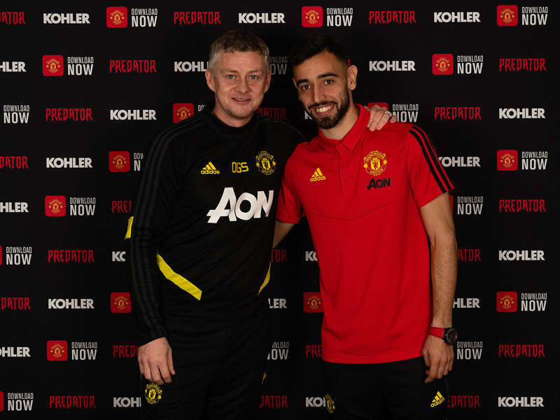 Bruno Fernandes (kanan) bersama Ole Gunnar Solskjaer