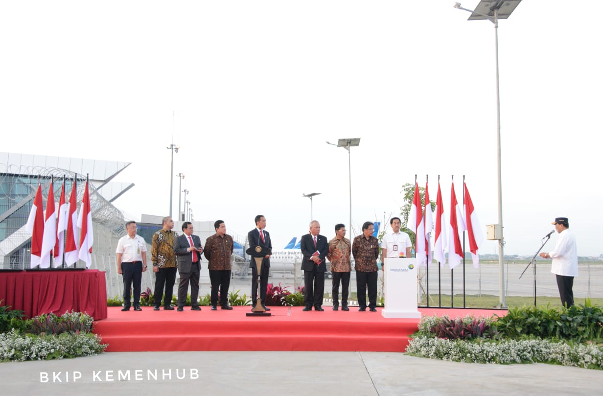 Acara peresmian empat fasilitas Bandara Internasional Soekarno-Hatta oleh Presiden Joko Widodo di Tangerang, Banten, Kamis (23/1) sore.