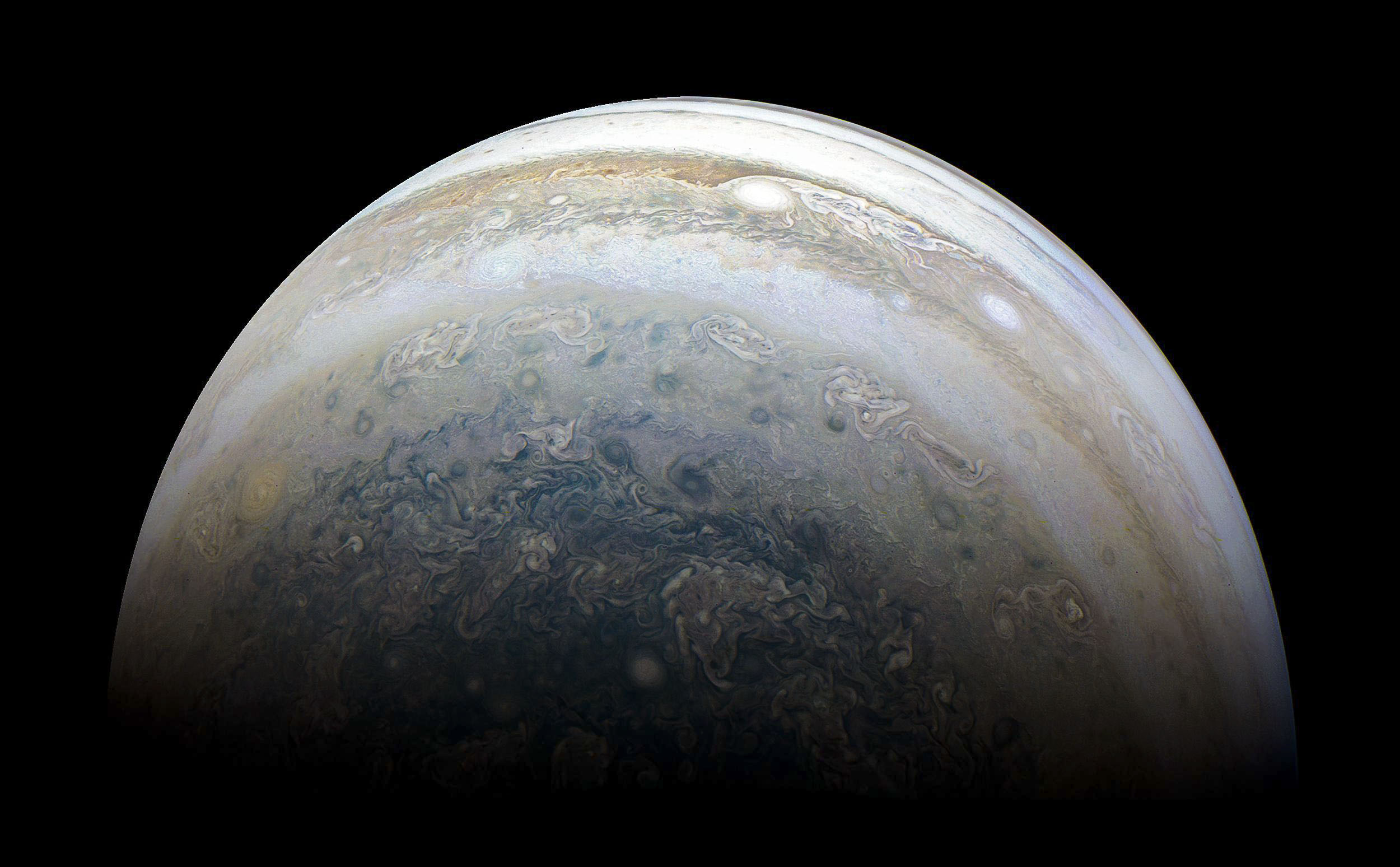 Penampakan bagian selatan Planet Jupiter yang dirilis oleh NASA.