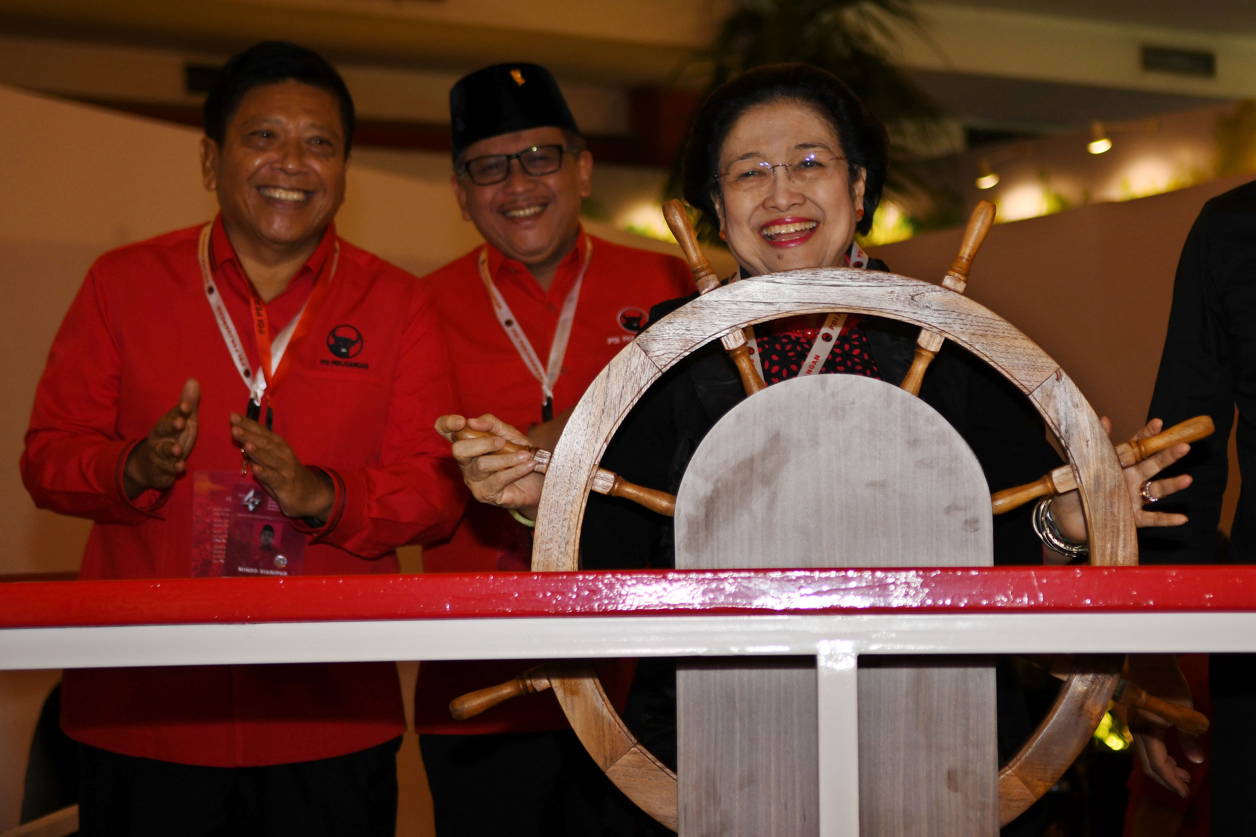 Ketua umum PDIp Megawati Soekarnoputri di arena Rakernas I PDIP