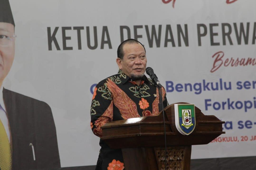 Ketua DPD LaNyalla Mattalitti di Bengkulu, Rabu (22/1).