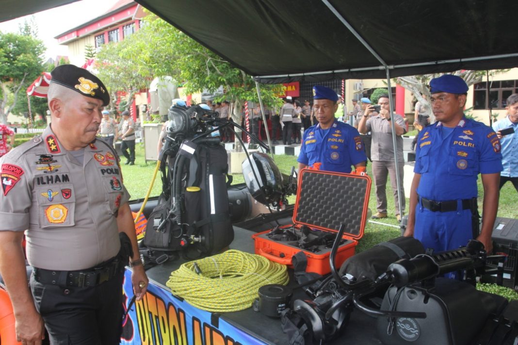 Kapolda Kalteng Irjen Pol Ilham Salahudin, ketika memimpin apel siaga kesiapsiagaan bencana, Kamis (9/1/2020).