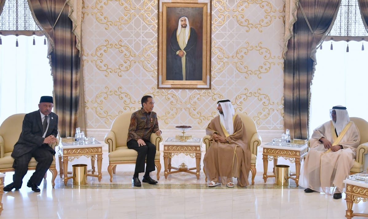 Presiden Joko Widodo bertemu dengan Putra Mahkota Uni Emirat Arab (UEA) Mohamed Bin Zayed.