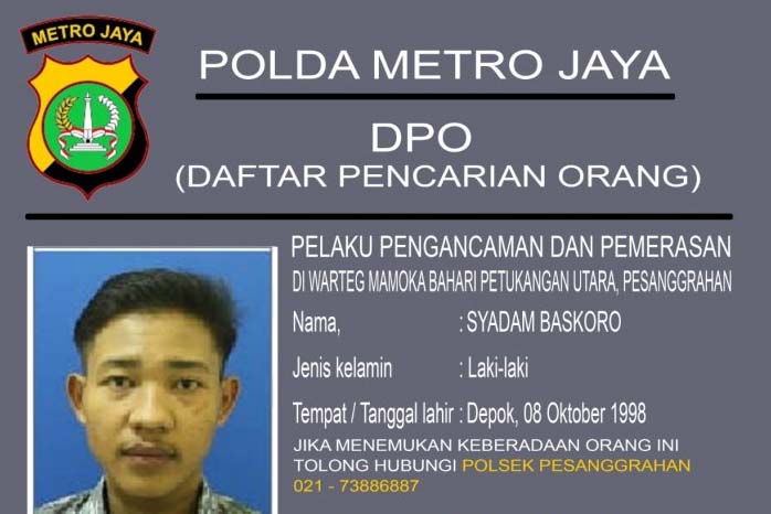 Salah satu pelaku begal di Warteg Mamoka Bahari ditetapkan sebagai DPO.