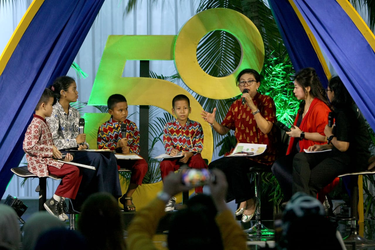  Talk Show dalam rangka Ulang Tahun Ke-50 Media Indonesia di Grand Studio Metro TV, Kedoya, Jakarta Barat, Selasa (28/01/2020).