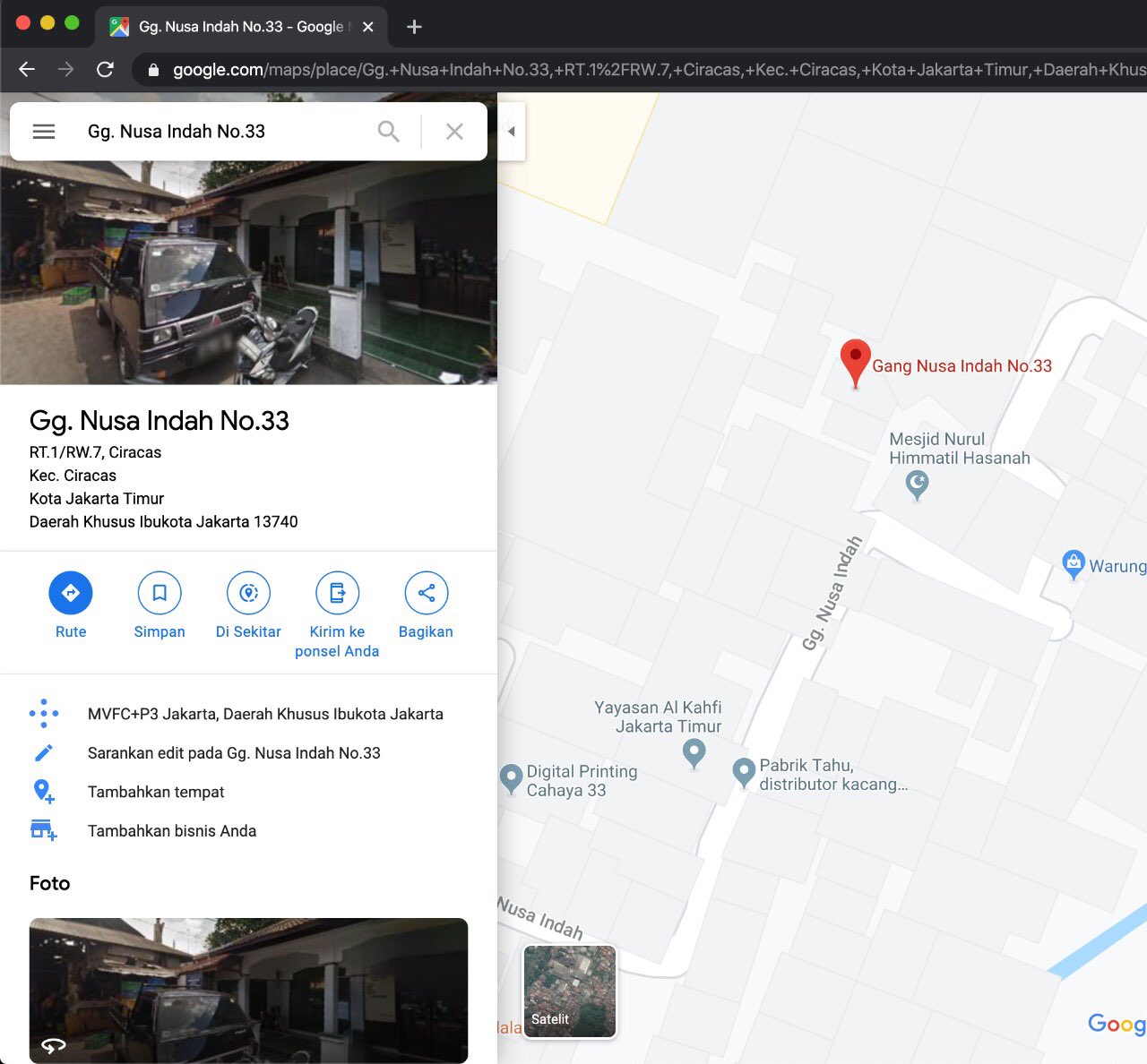 Alamat kontraktor revitaliasi monas yang ditelusuri via google map pada hari ini.