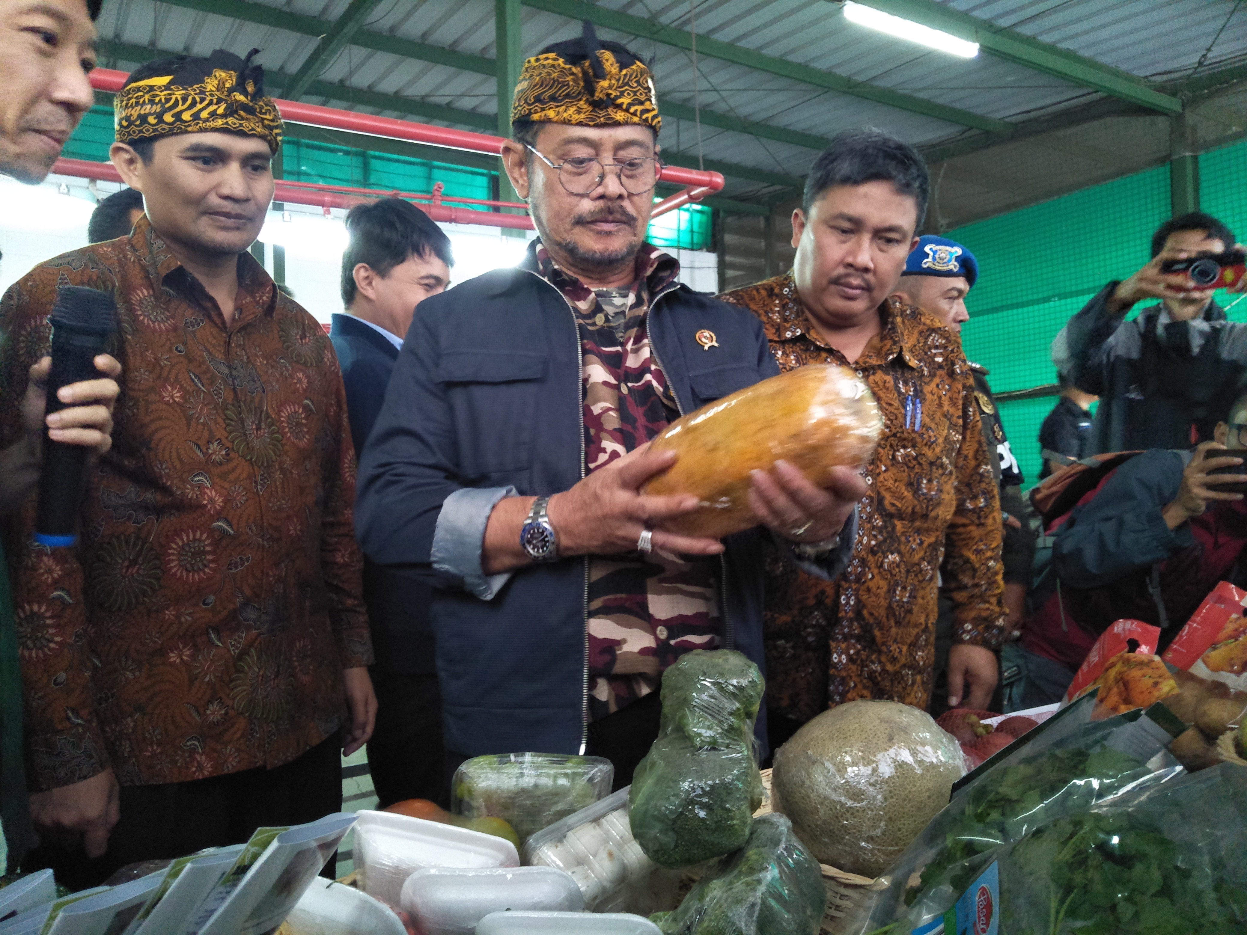 Menteri Pertanian Syahrul Yasin Limpo saat melihat hasil pertanian di Kabupaten Bandung yang siap ekspor 