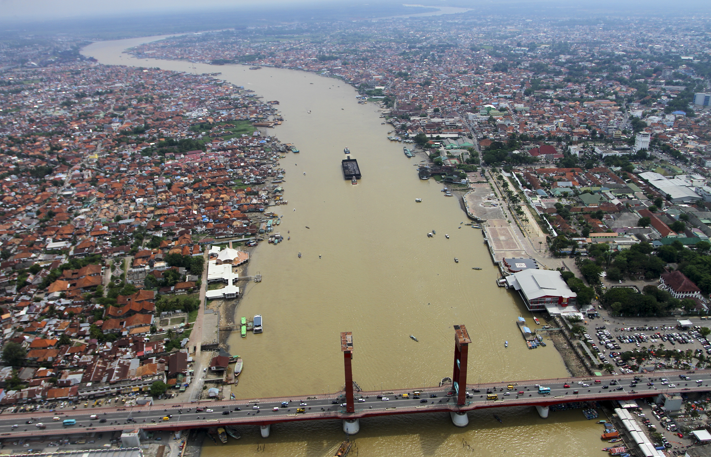 Suasana Kota Palembang dari udara