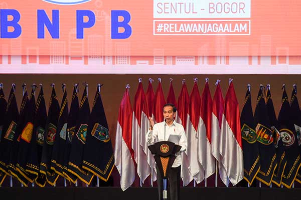 Presiden Joko Widodo memberikan arahan di Sentul International Convention Center, Sentul, Bogor, Jawa Barat (4/2/2020).