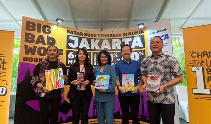 Suasana jumpa pers perhelatan Big Bad Wolf Jakarta 2020, di Jakarta, Rabu (26/2)