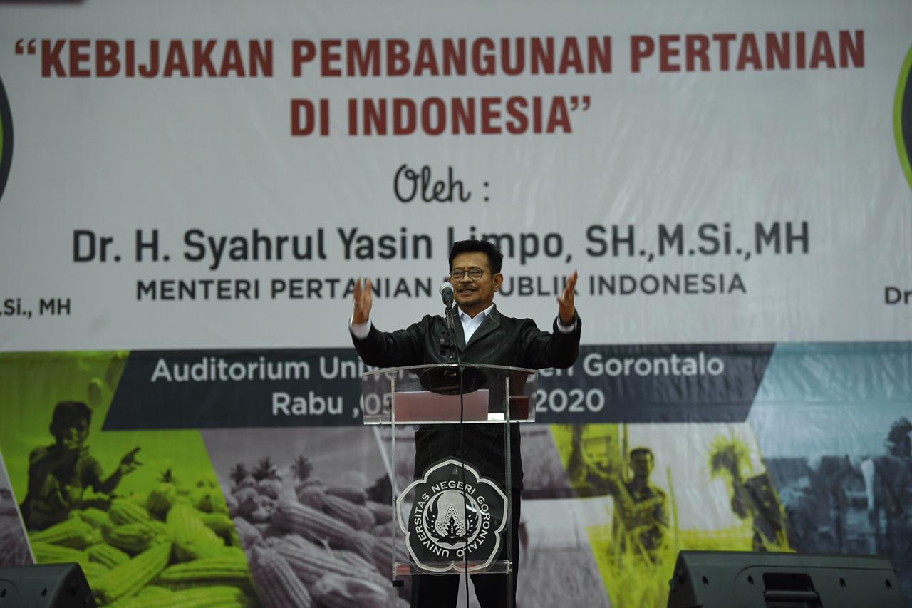 Mentan Syahrul Yasin Limpo di hadapan 2.000 mahasiswa Universitas Negeri Gorontalo.