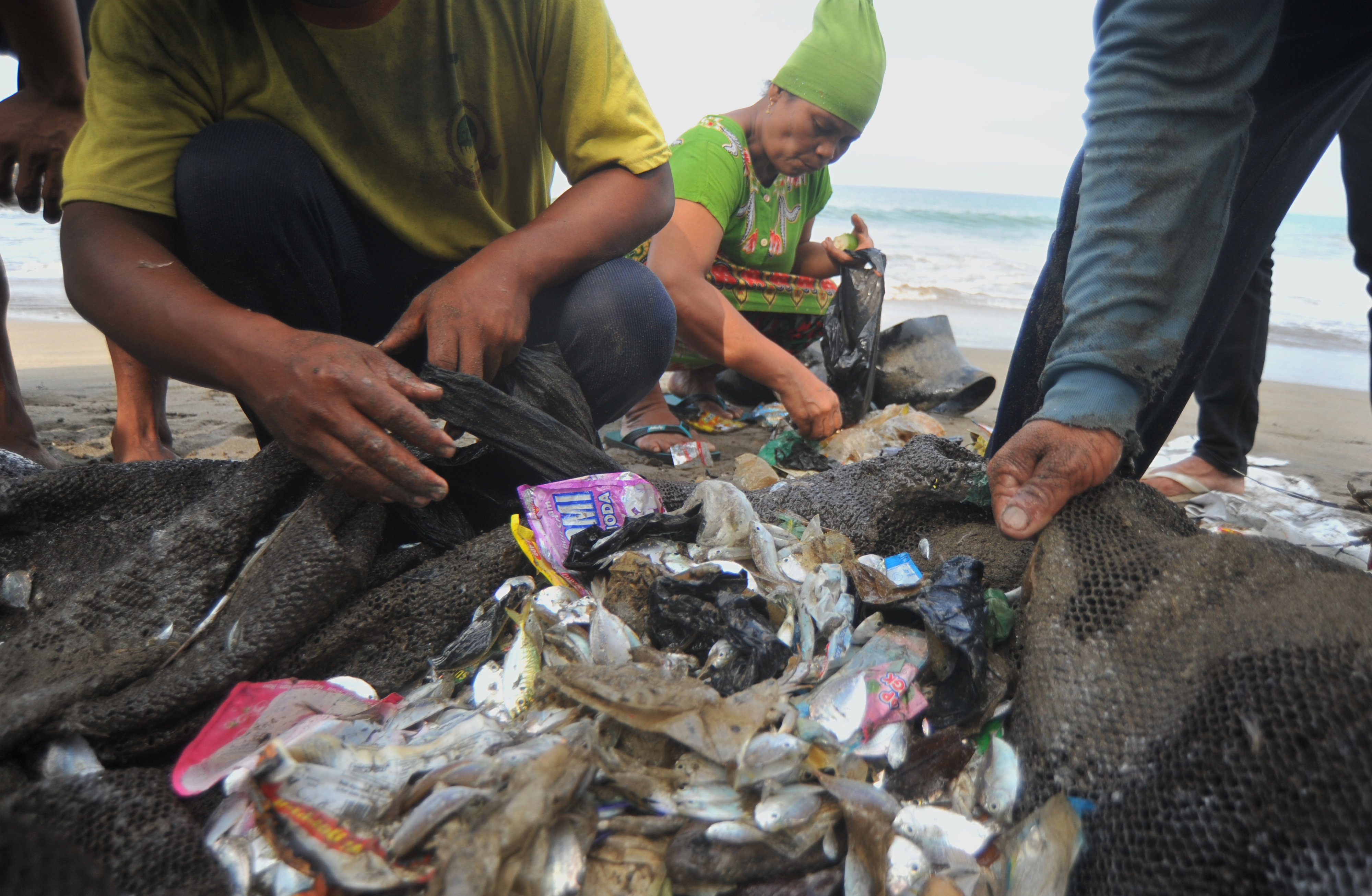Sampah plastik yang kemungkinan dimakan ikan.