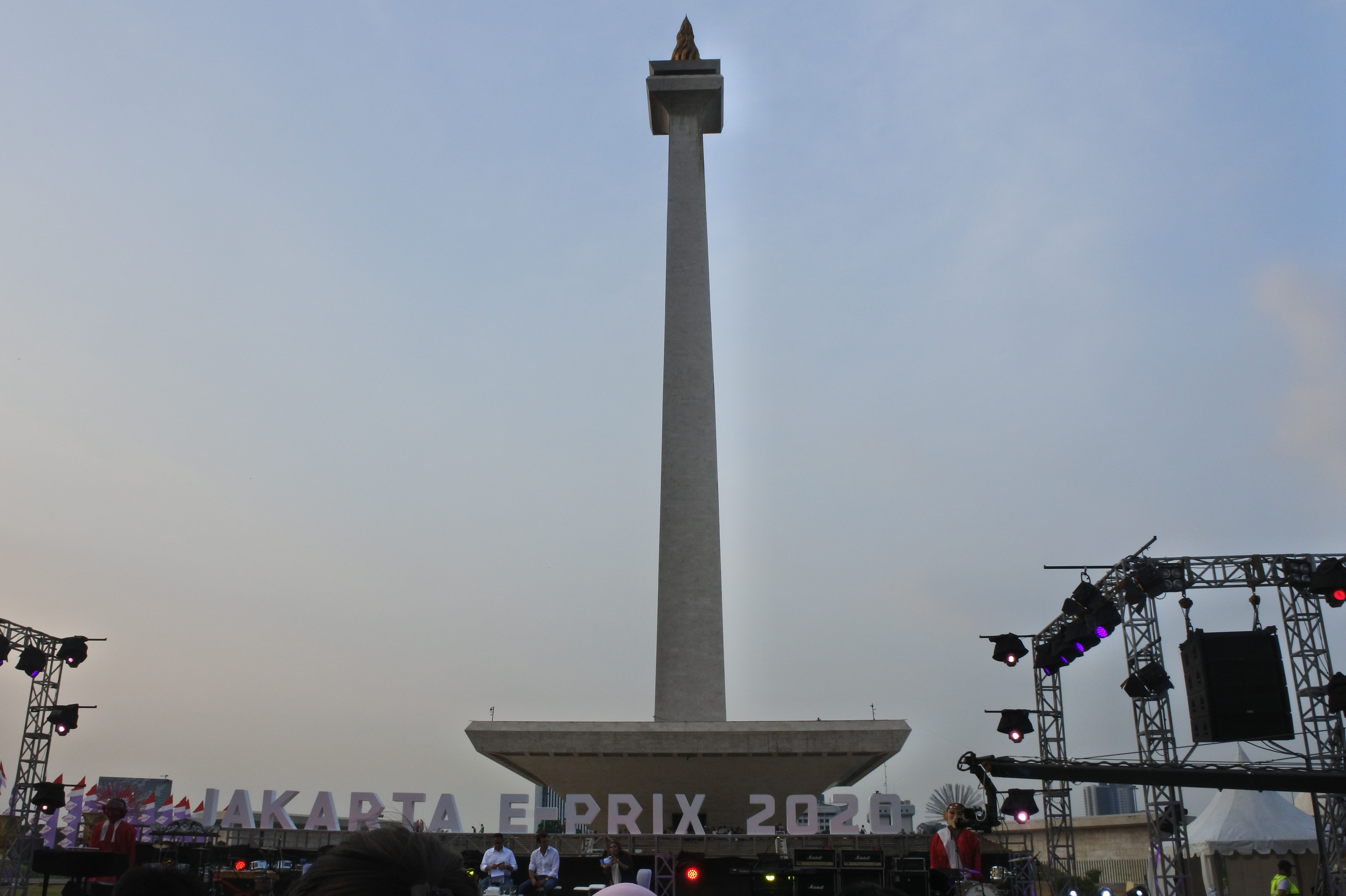 Suasana di acara konferensi pers Jakarta E-Prix 2020 di Monas, Jakarta Pusat
