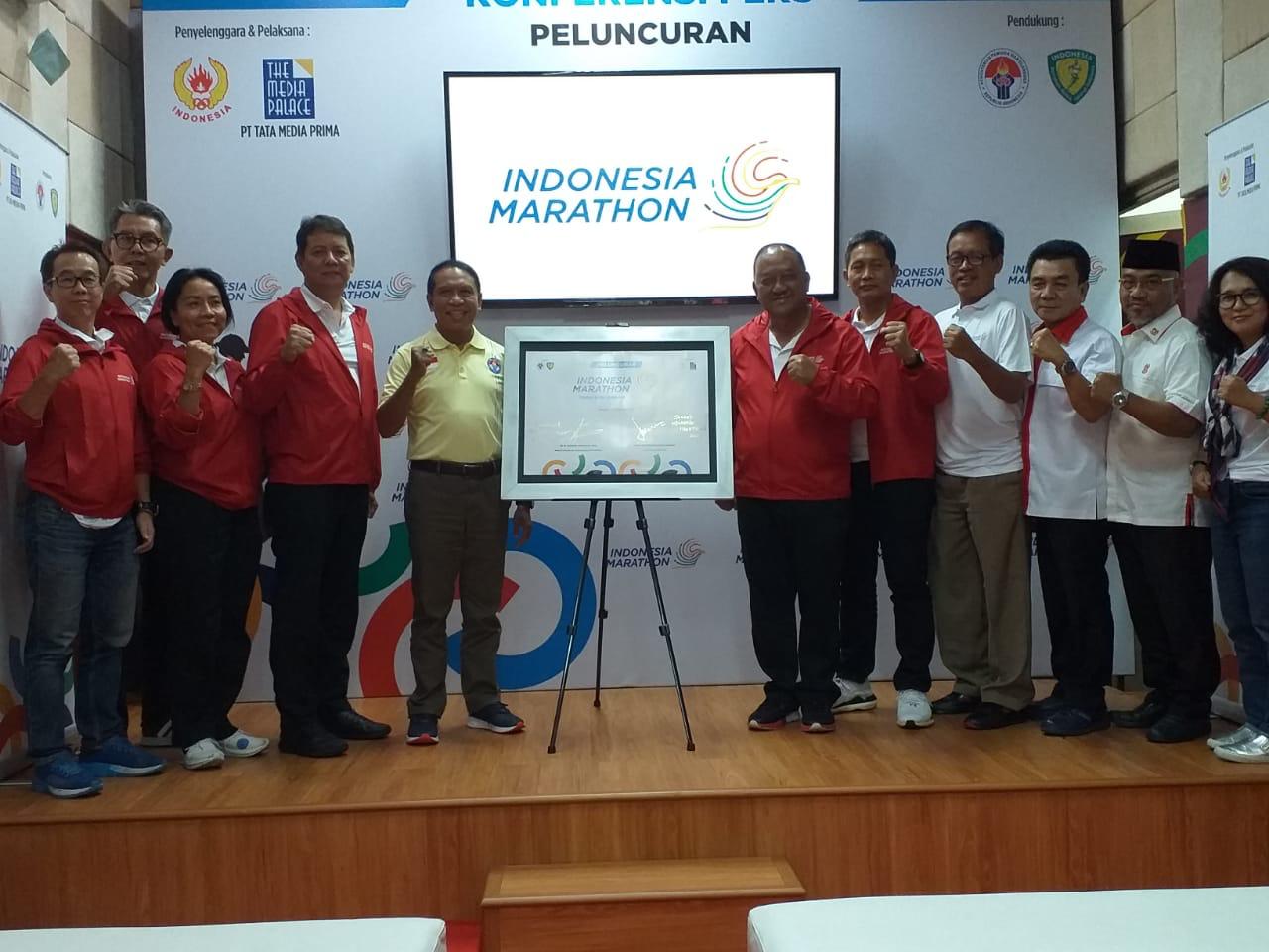 Menteri Pemuda dan Olahraga, Zainudin Amali, menghadiri launching Indonesia Marathon 2020 di Jakarta.