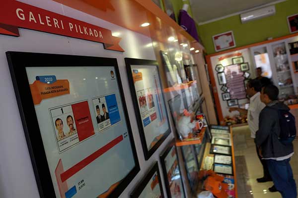 Galeri Literasi Demokrasi di Kantor Komisi Pemilihan Umum (KPU) Solo, Jawa Tengah, Senin (6/1/2020).