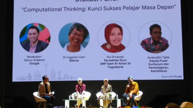 Awaluddin di sela-sela acara Grow With Google di Perpusnas, Jakarta, Selasa (18/2).