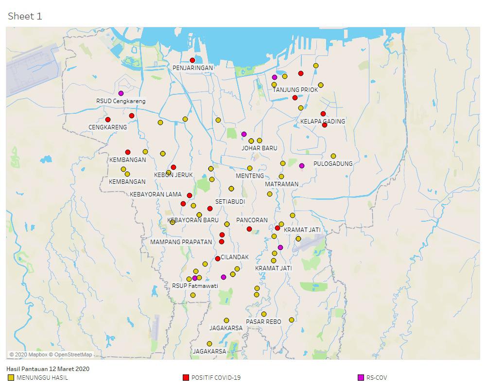 Peta sebaran virus korona di DKI Jakarta dari Pemprov DKI