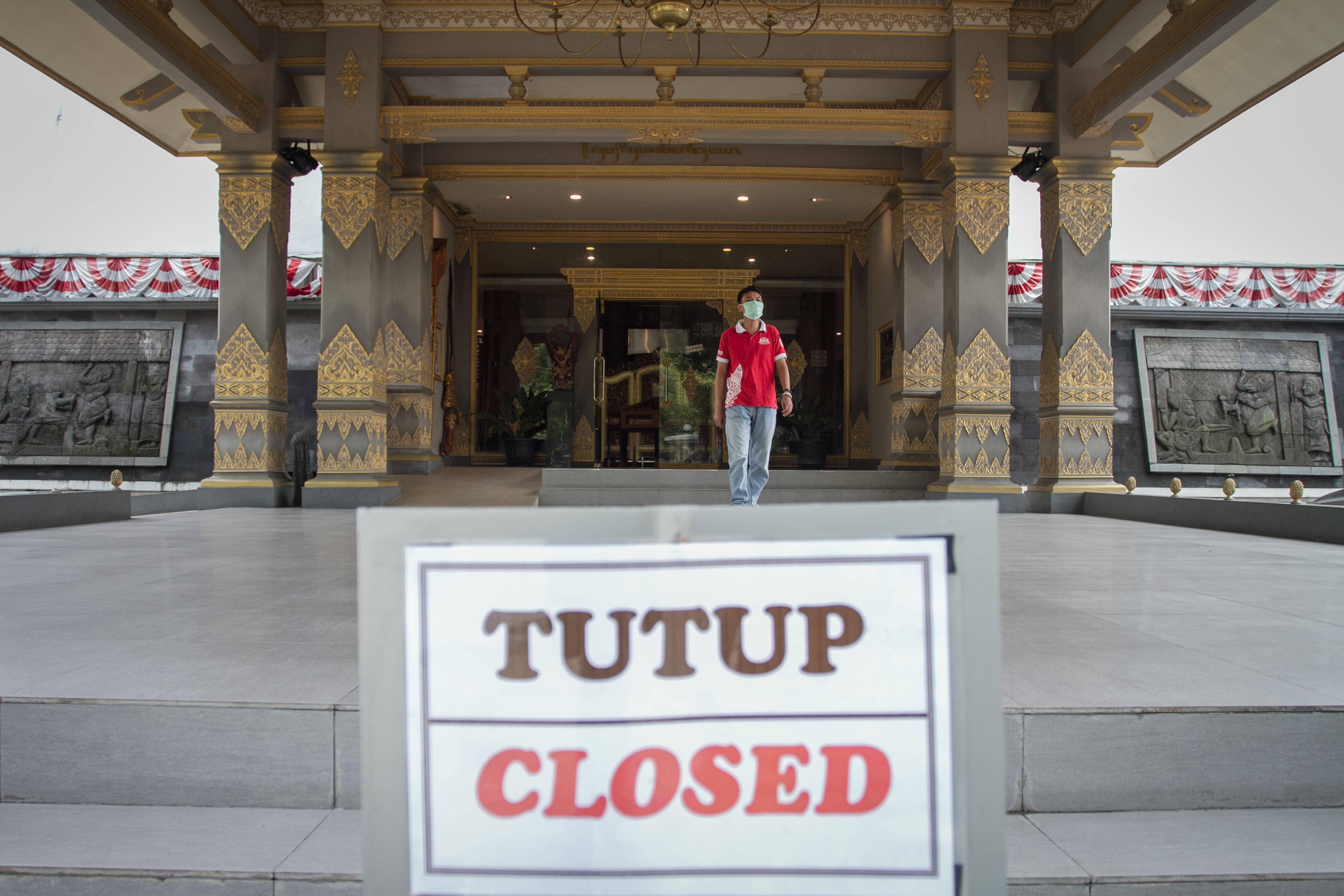 Museum Keris yang ditutup sementara waktu di Solo, Jawa Tengah, Sabtu (14/3/2020). 