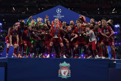 Liverpool saat dinobatkan sebagai juara Liga Champions musim lalu.