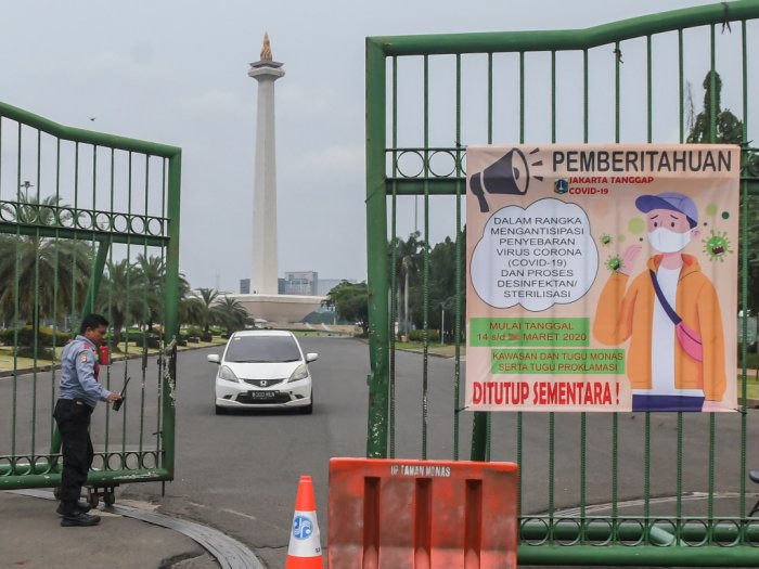 Monas ditutup  guna meminimalisasi wabah corona