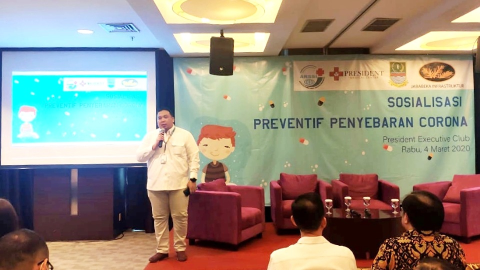 Sosialisasi pencegahan virus korona di Kawasan jababeka
