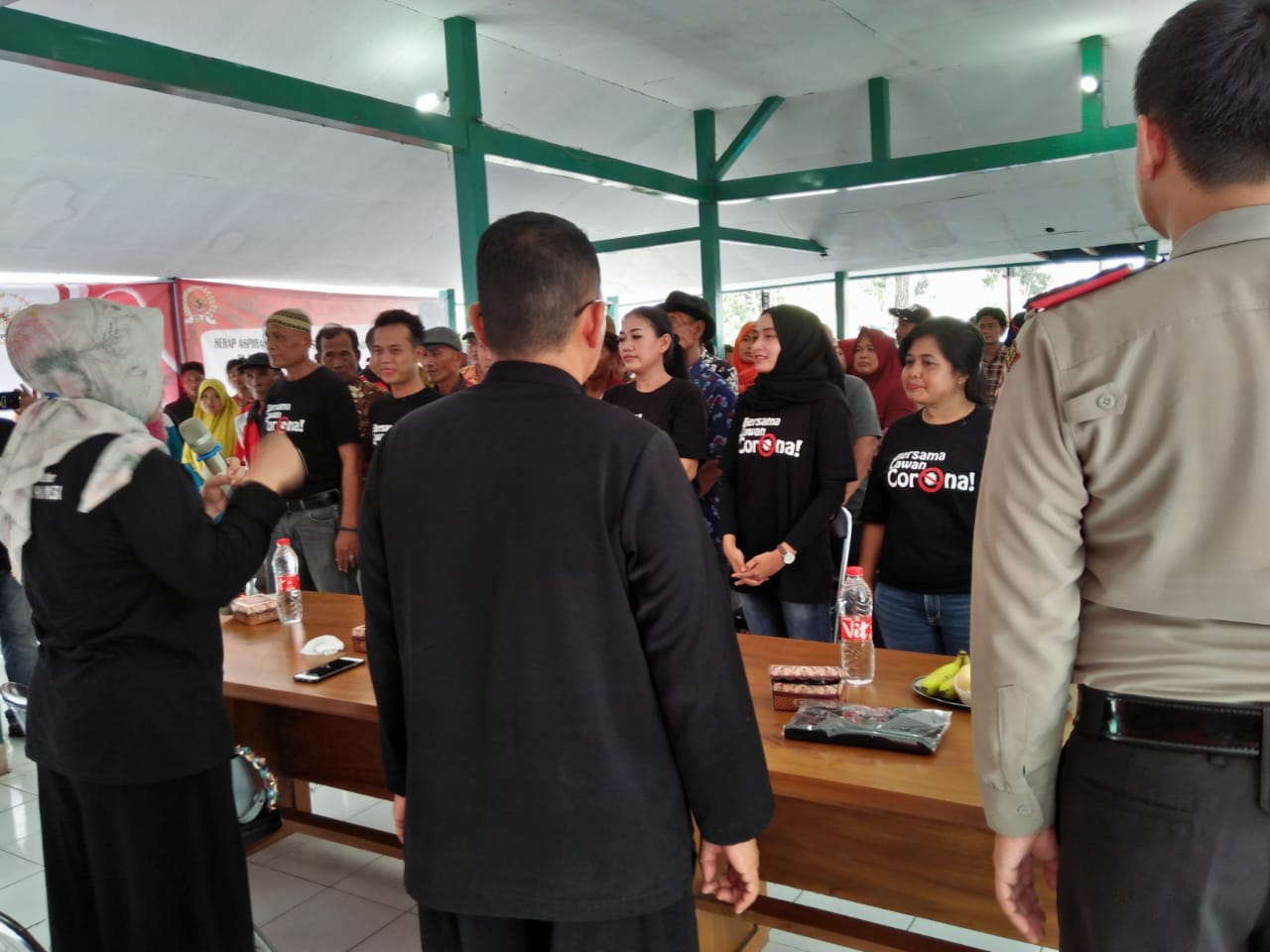 Deklarasi Bersama melawan korona di Pendopo Kecamatan Kramat, Kabupaten Tegal, Rabu (18/3/2020)