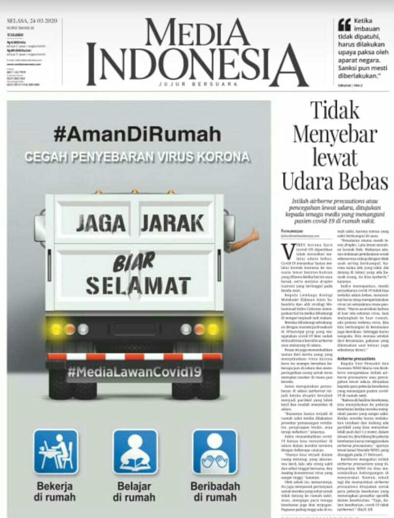 #MediaLawanCovid19 diinisiasi oleh kalangan media diluncurkan hari ini. (foto ilustrasi)