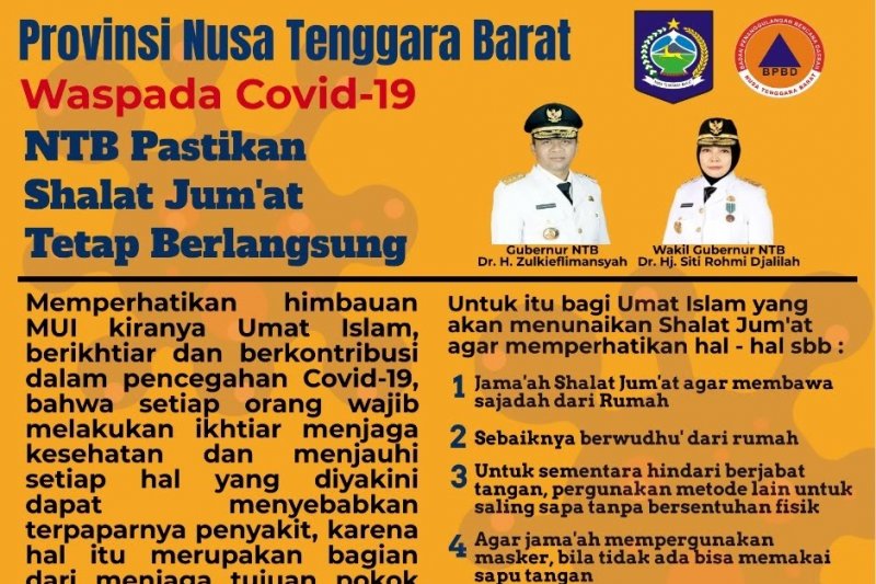 Infografis imbauan Pemerintah Provinsi Nusa Tenggara Barat (NTB) terkait pelaksanaan salat Jumat di masjid-masjid 