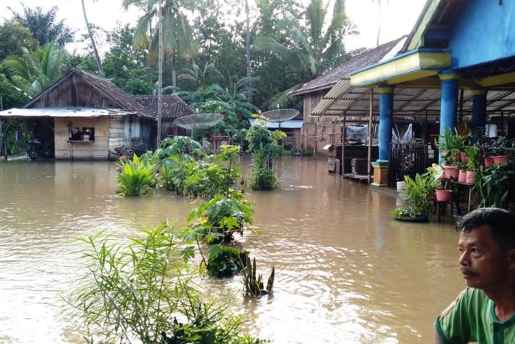 Banjir di Desa Baturaja Bungin Dusun III Rasuk Kecamatan Bunga Mayang, Kabupaten Ogan Komering Ulu Timur, Sumsel.
