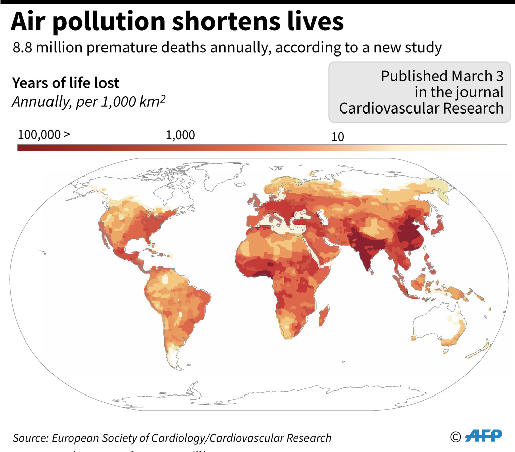 Penelitian yang diterbitkan dalam jurnal Cardiovascular Research, polusi udara dapat mengurangi harapan hidup global hingga tiga tahun.