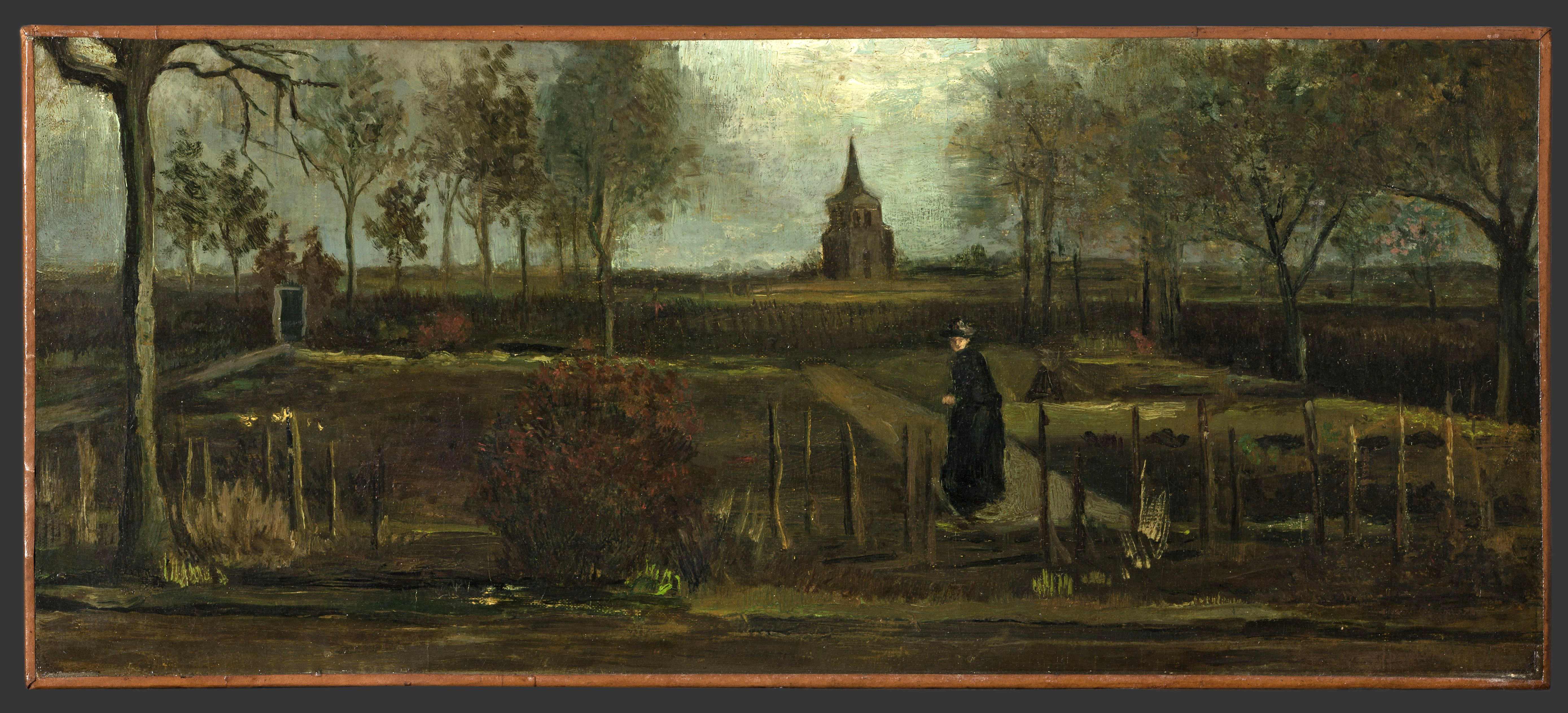 Lukisan The Parsonage Garden at Nuenen in Spring 1884 karya Van Gogh.