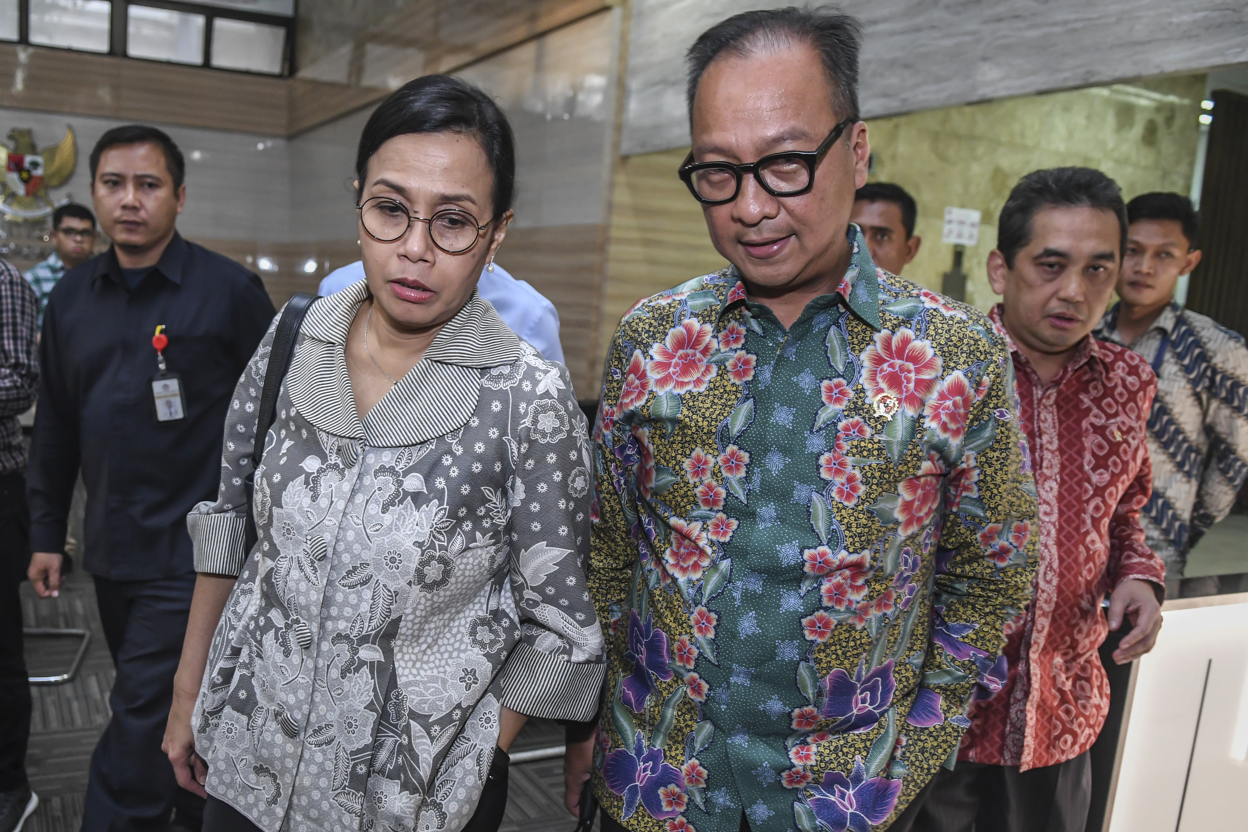 Menteri Keuangan dan Menteri Perindustrian usai Rakor Stimulus ekonomi k-2 di Jakarta, Rabu (11/3)