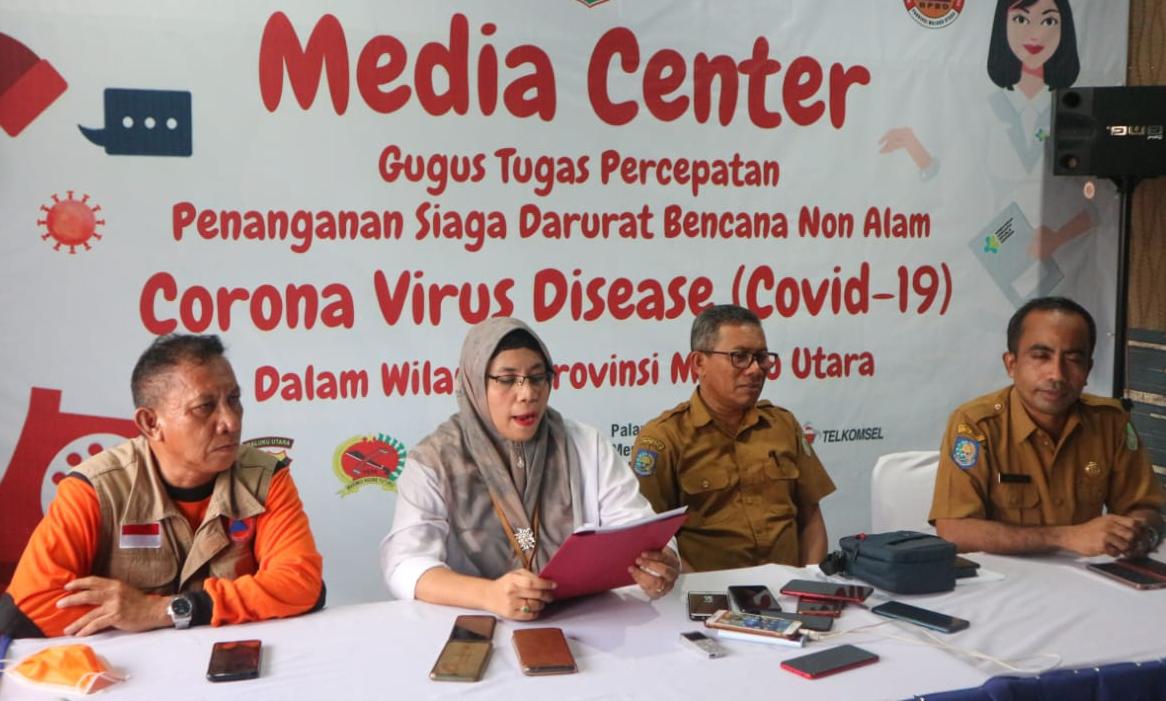 Konferensi pers update kasus virus korona oleh Satgas Percepatan Penanganan Covid-19 Maluku Utara, Rabu (25/3/2020).