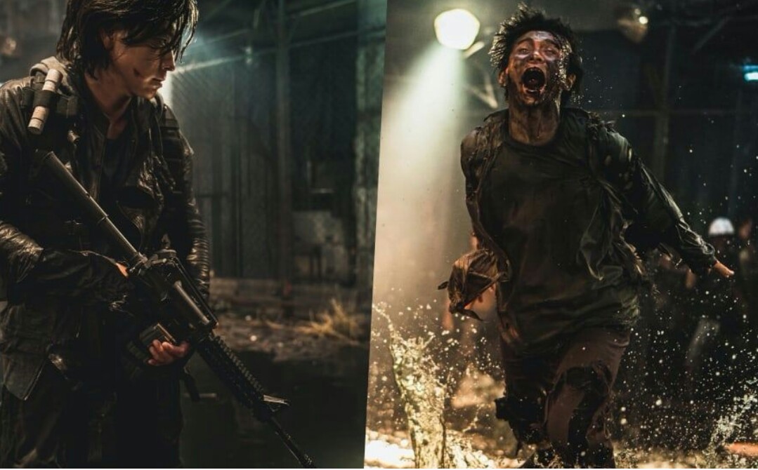 Pertarungan Jung Suk yang diperankan oleh Kang Dong Won melawan zombie dalam film Peninsula 