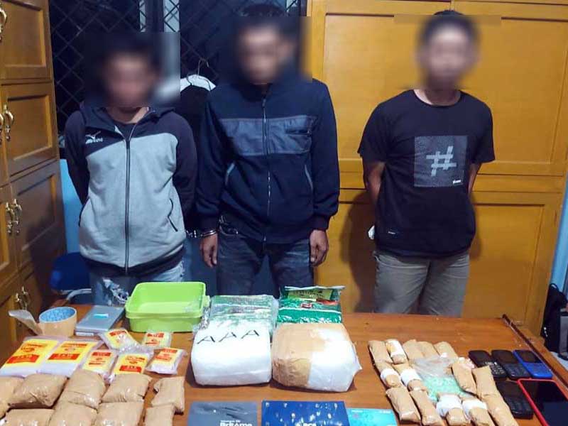 Para tersangka penyelundupan sabu 4,9 kg di Kabupaten Tanjungjabung Barat, Jambi