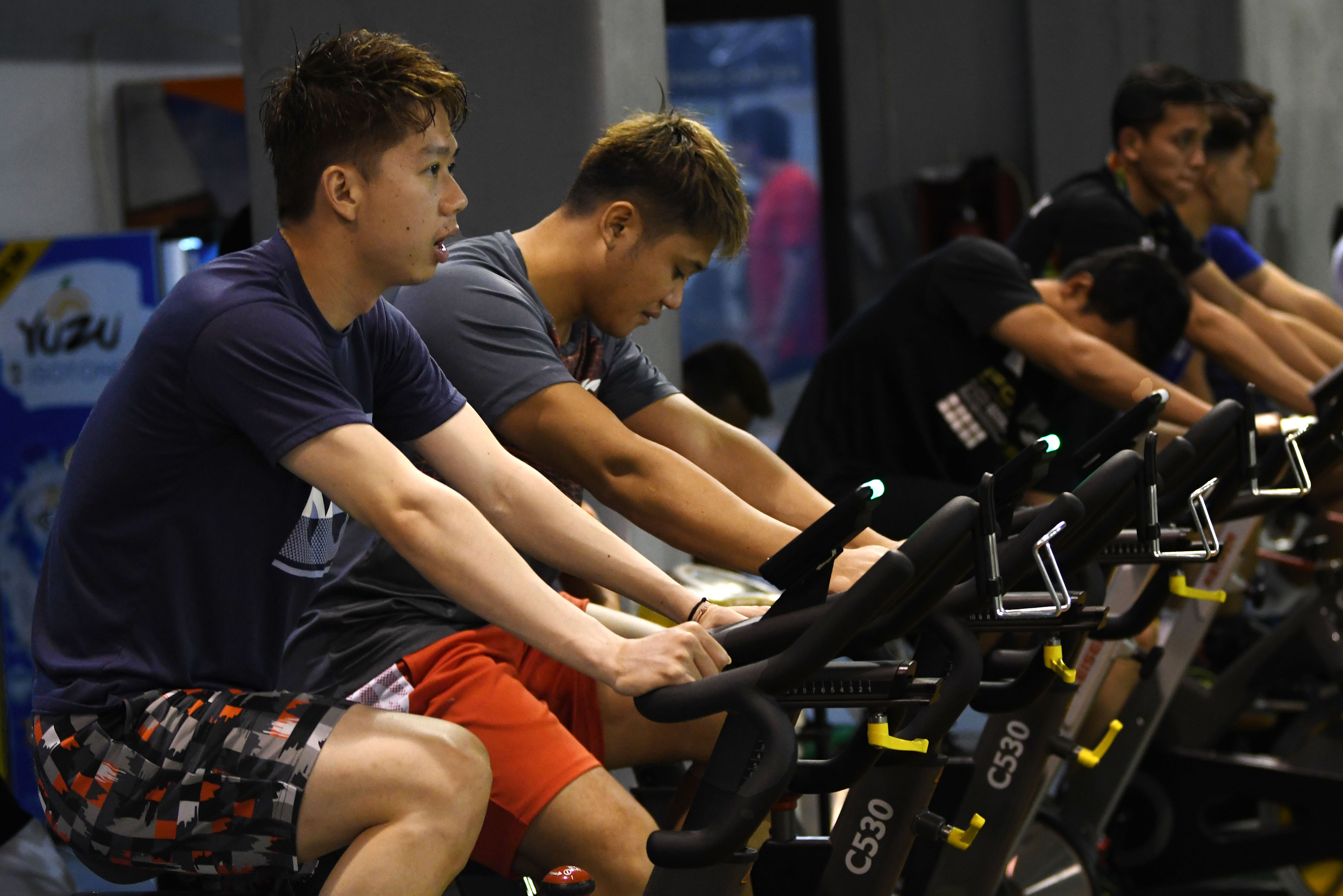 Ganda putra nomor satu dunia Kevin Sanjaya Sukamuljo dan Marcus Fernaldi Gideon berlatih di Pelatnas PBSI